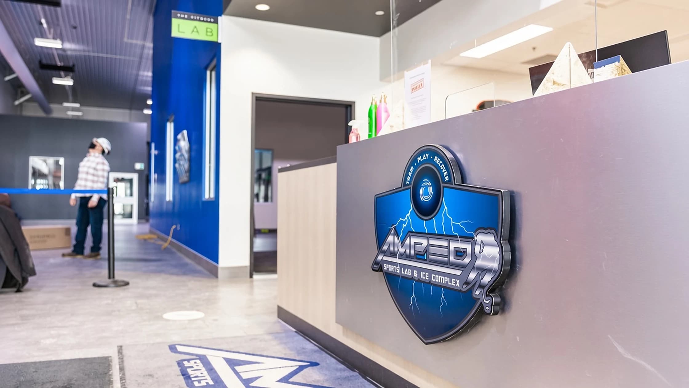 Reception desk at AMPED Sports Lab & Ice Complex